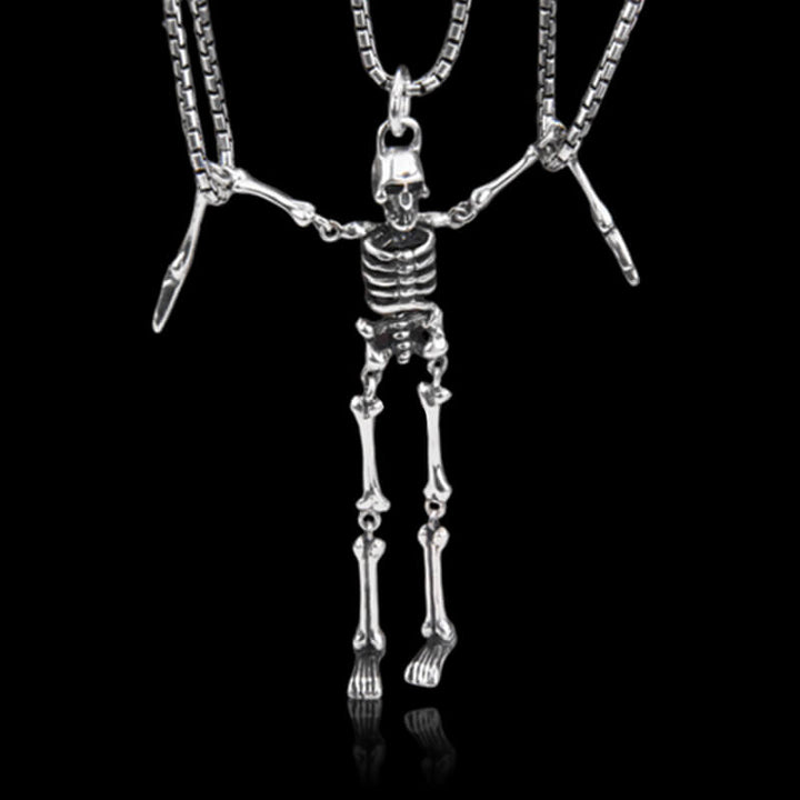 Gothic Movable Skeleton 925 Sterling Silver Pendant 01 | RoyalLuster.com