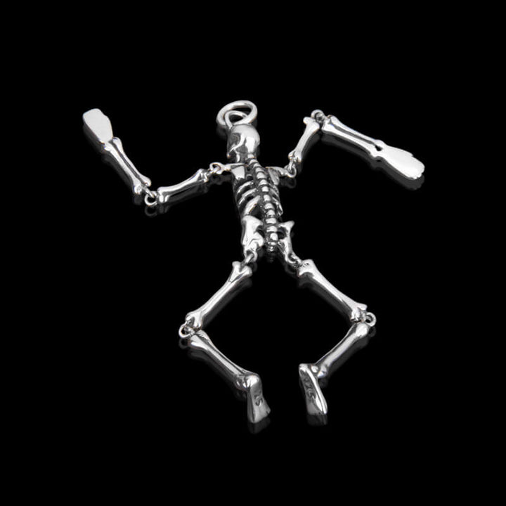 Gothic Movable Skeleton 925 Sterling Silver Pendant 02 | RoyalLuster.com