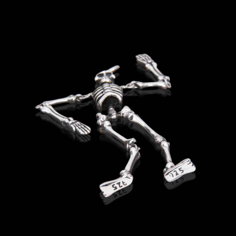 Gothic Movable Skeleton 925 Sterling Silver Pendant 03 | RoyalLuster.com