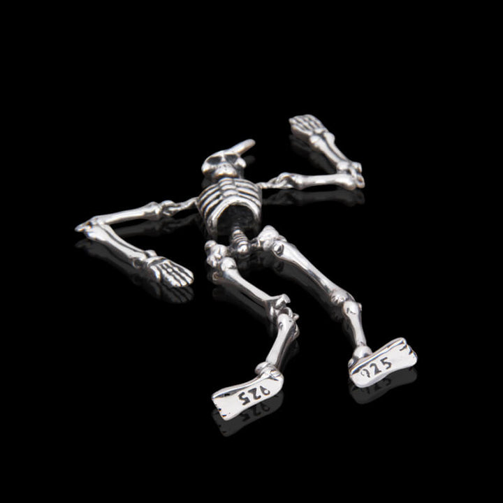 Gothic Movable Skeleton 925 Sterling Silver Pendant 03 | RoyalLuster.com
