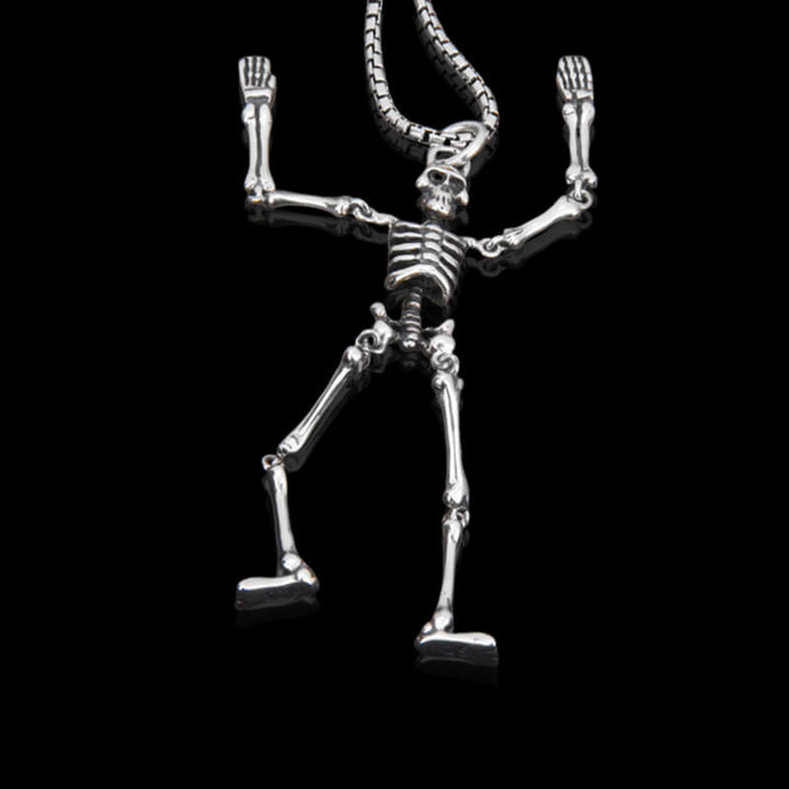 Gothic Movable Skeleton 925 Sterling Silver Pendant 04 | RoyalLuster.com