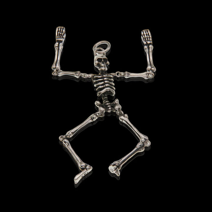 Gothic Movable Skeleton 925 Sterling Silver Pendant