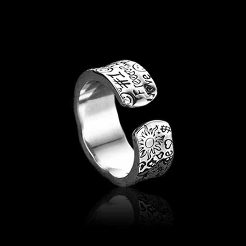 Gothic Skull Graffiti 925 Sterling Silver Open Ring
