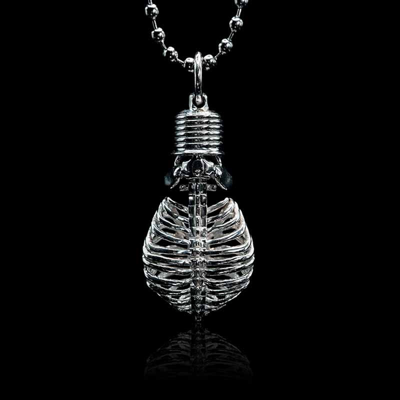 Gothic Skull Ruby 925 Sterling Silver Necklace 02 | RoyalLuster.com