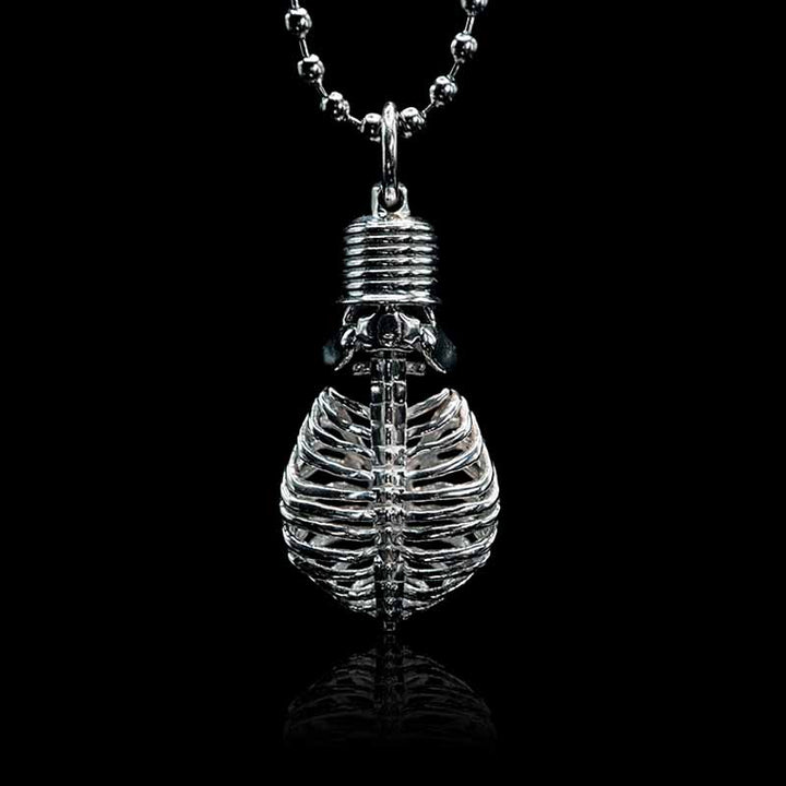 Gothic Skull Ruby 925 Sterling Silver Necklace 02 | RoyalLuster.com