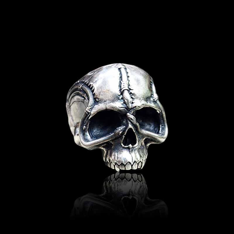 Gothic Street Tailed Snake Skull 925 Sterling Silver Ring