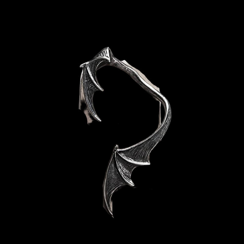 Gothic Bat Wing 925 Sterling Silver Stud Earrings