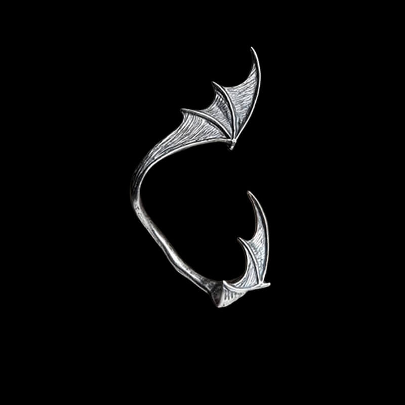 Gothic Bat Wing 925 Sterling Silver Stud Earrings