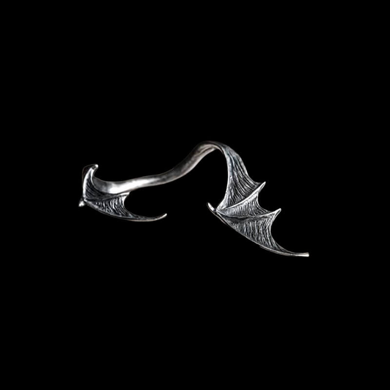 Gothic Bat Wing 925 Sterling Silver Stud Earrings
