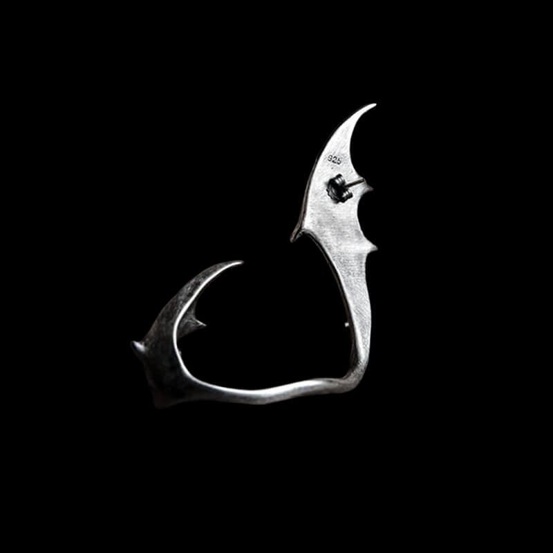 Gothic Bat Wing 925 Sterling Silver Stud Earrings