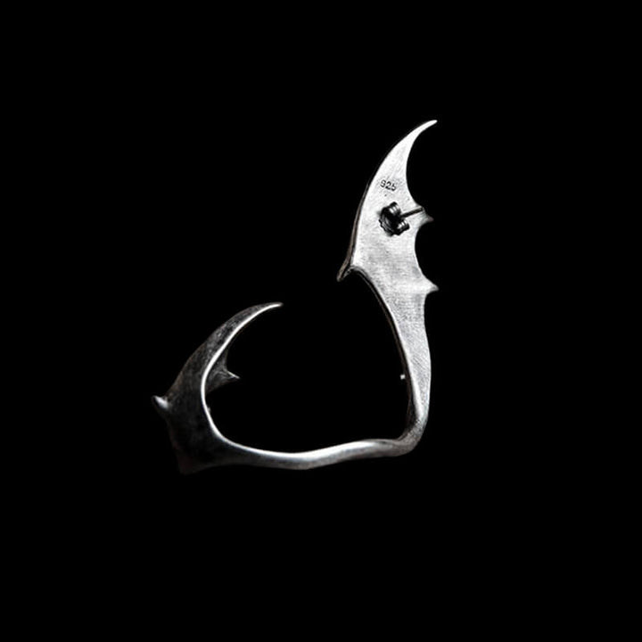 Gothic Bat Wing 925 Sterling Silver Stud Earrings
