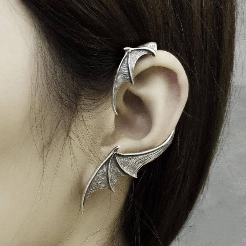 Gothic Bat Wing 925 Sterling Silver Stud Earrings