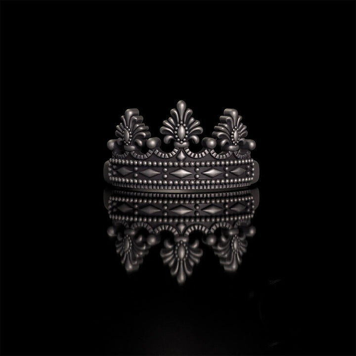Gothic Cracked Mask Crown Sterling Silver Ring