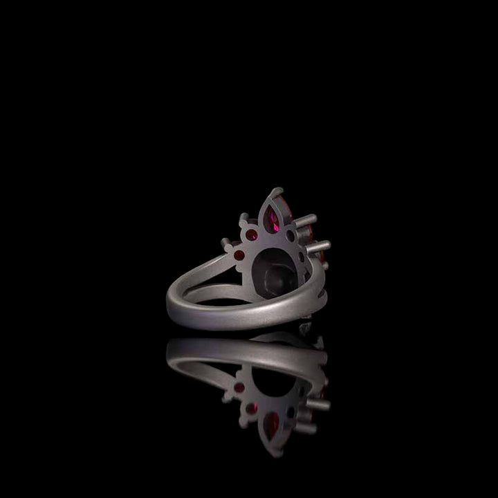 Gothic Crown Skull Sterling Silver Zircon Ring