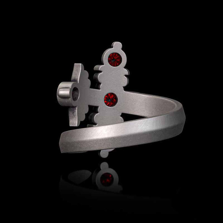 Gothic Curved Sword Sterling Silver Gem Ring