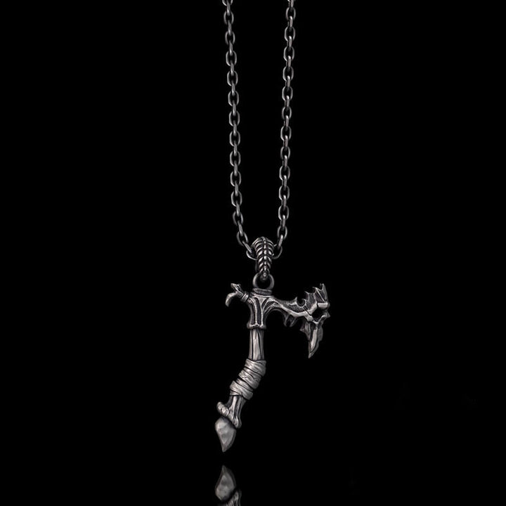 Gothic Demon Axe Sterling Silver Skull Pendant 02 | RoyalLuster.com