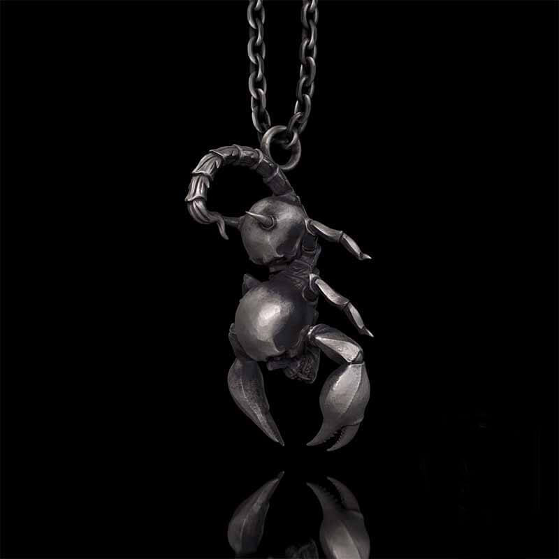 Gothic Demon Scorpion Sterling Silver Skull Pendant | RoyalLuster.com
