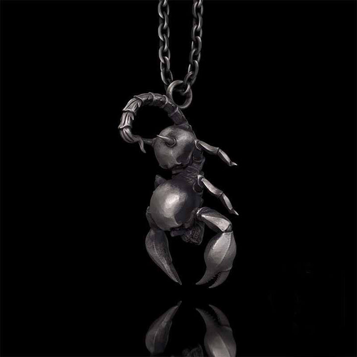 Gothic Demon Scorpion Sterling Silver Skull Pendant | RoyalLuster.com