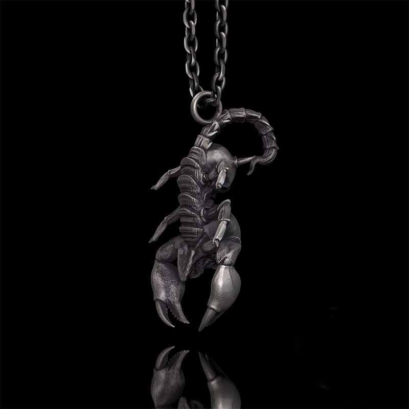 Gothic Demon Scorpion Sterling Silver Skull Pendant