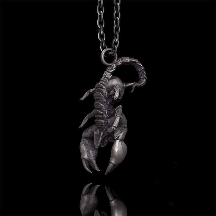 Gothic Demon Scorpion Sterling Silver Skull Pendant