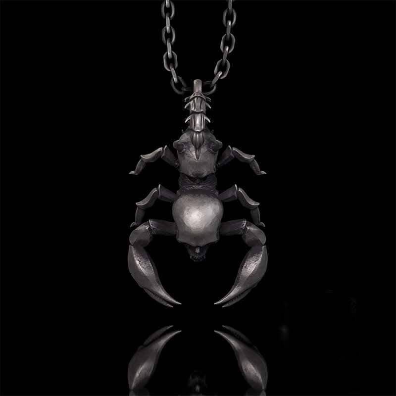 Gothic Demon Scorpion Sterling Silver Skull Pendant | RoyalLuster.com