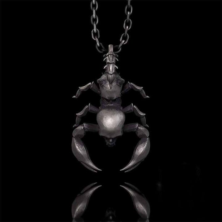 Gothic Demon Scorpion Sterling Silver Skull Pendant | RoyalLuster.com