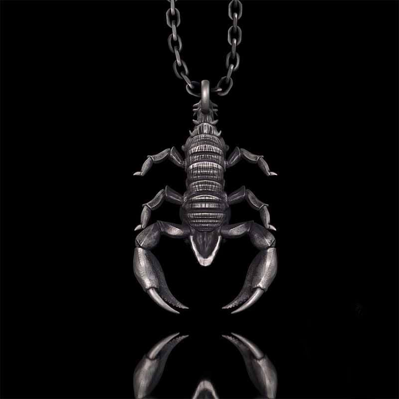 Gothic Demon Scorpion Sterling Silver Skull Pendant
