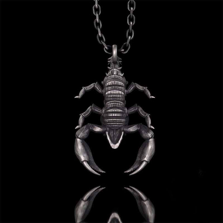 Gothic Demon Scorpion Sterling Silver Skull Pendant