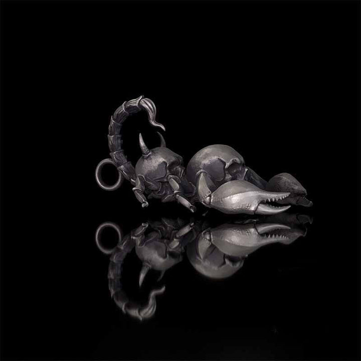Gothic Demon Scorpion Sterling Silver Skull Pendant | RoyalLuster.com