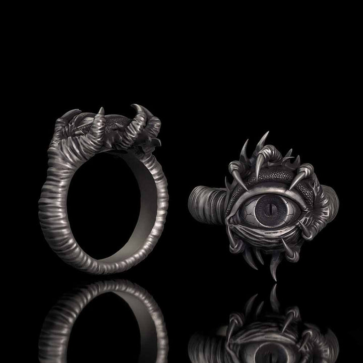 Gothic Devil's Eye Claw Biker Sterling Silver Ring | RoyalLuster.com