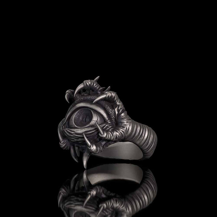 Gothic Devil's Eye Claw Biker Sterling Silver Ring | RoyalLuster.com