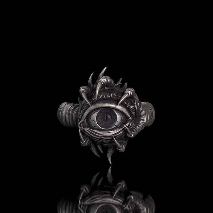 Gothic Devil's Eye Claw Biker Sterling Silver Ring | RoyalLuster.com