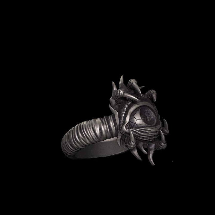 Gothic Devil's Eye Claw Biker Sterling Silver Ring