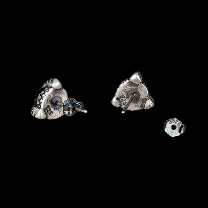 Gothic Dragon Claw Stone 925 Sterling Silver Stud Earrings