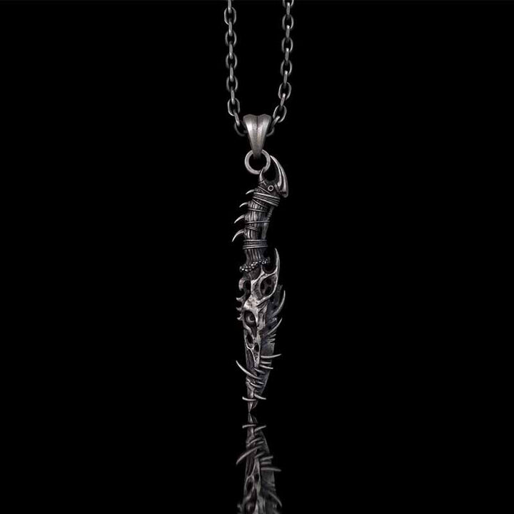 Gothic Dragon Dagger Knife Sterling Silver Pendant 01 | RoyalLuster.com