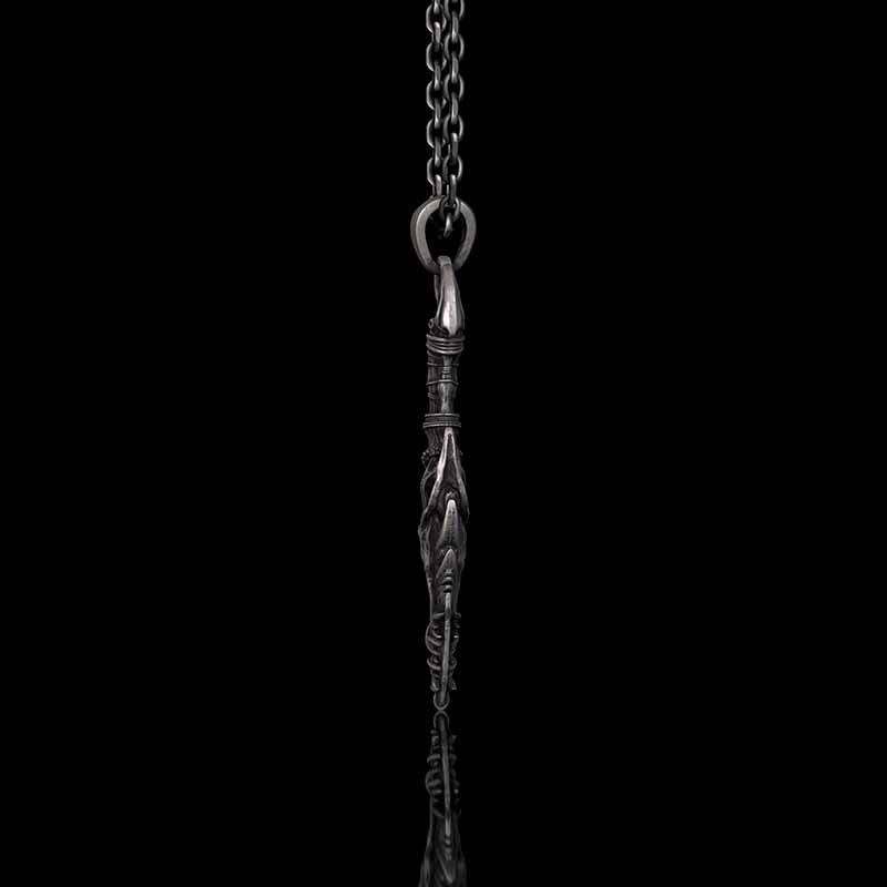 Gothic Dragon Dagger Knife Sterling Silver Pendant 02 | RoyalLuster.com