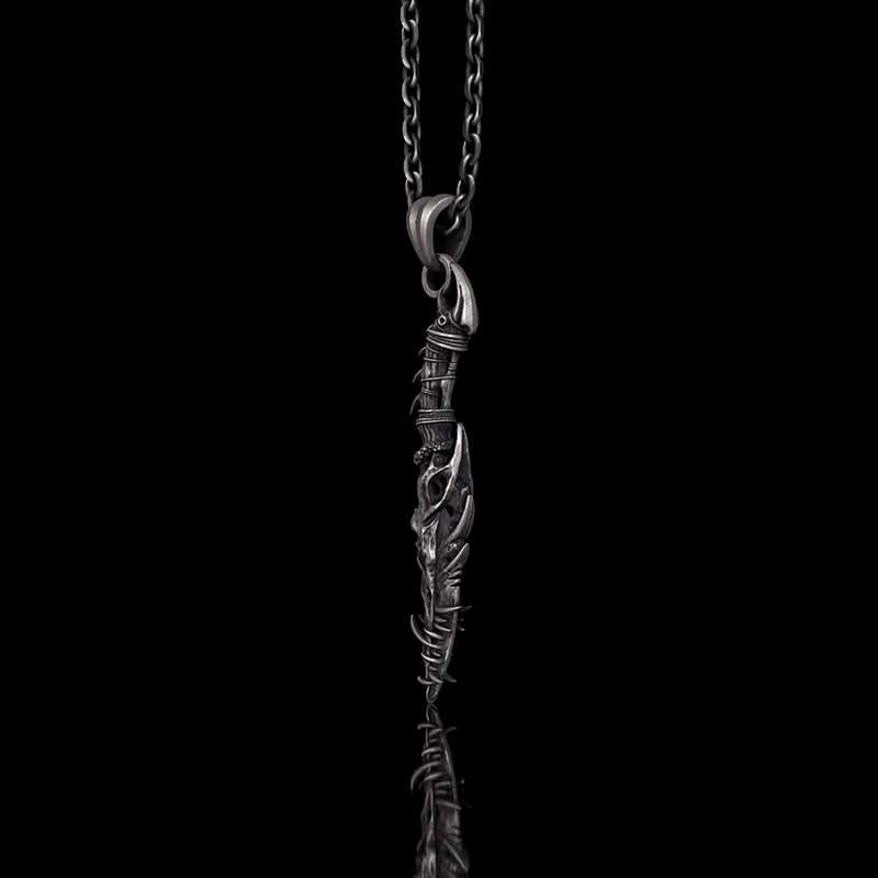 Gothic Dragon Dagger Knife Sterling Silver Pendant 03 | RoyalLuster.com