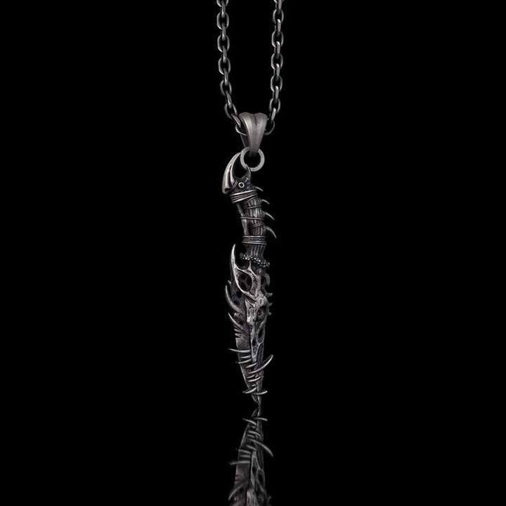 Gothic Dragon Dagger Knife Sterling Silver Pendant