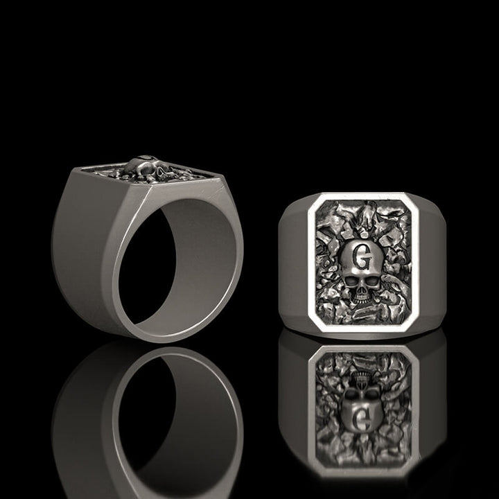Gothic G Skull 925 Sterling Silver Ring