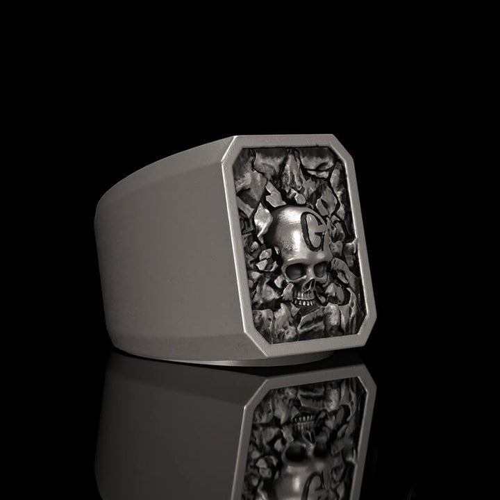 Gothic G Skull 925 Sterling Silver Ring