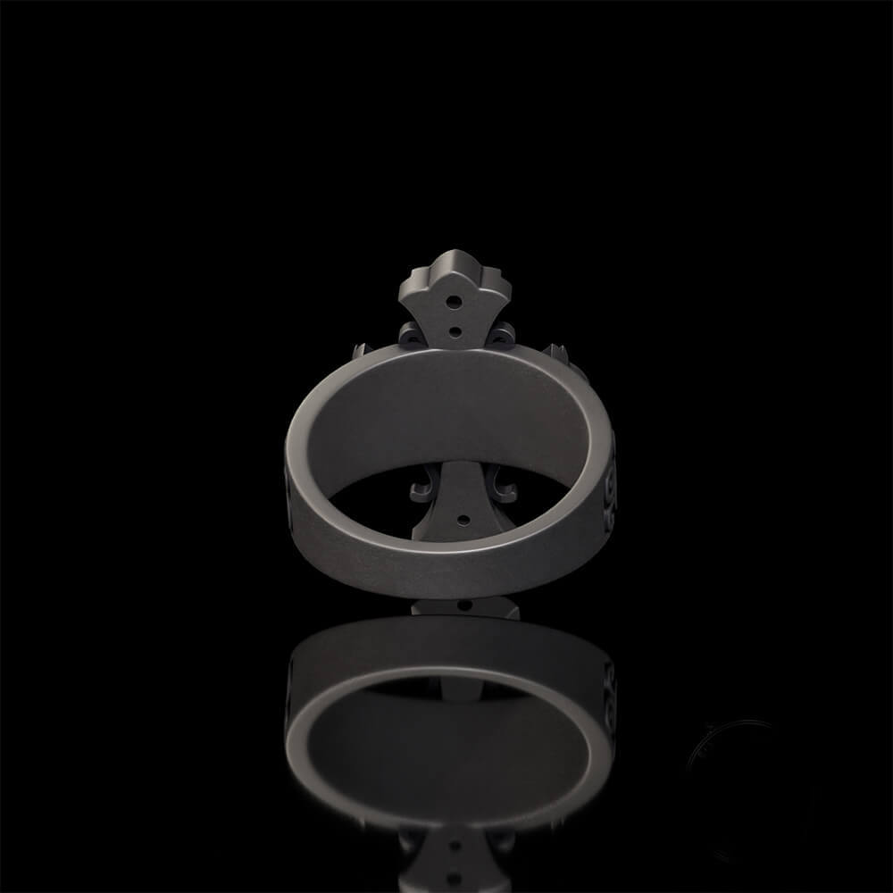 Gothic Gem Cross Vintage Sterling Silver Ring