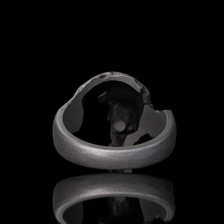 Gothic Half Skull Face Sterling Silver Ring