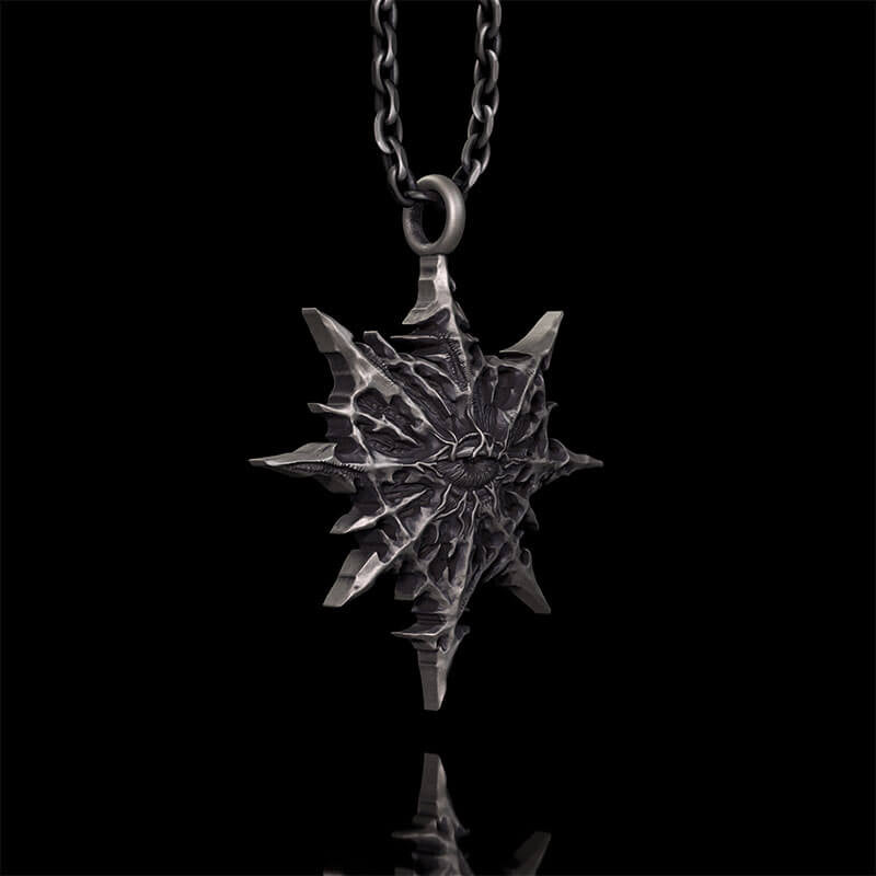 Gothic Heart of Thorns Demon Eye Sterling Silver Pendant | RoyalLuster.com
