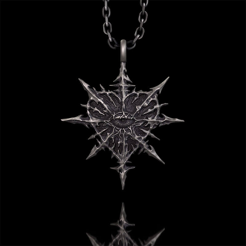 Gothic Heart of Thorns Demon Eye Sterling Silver Pendant | RoyalLuster.com