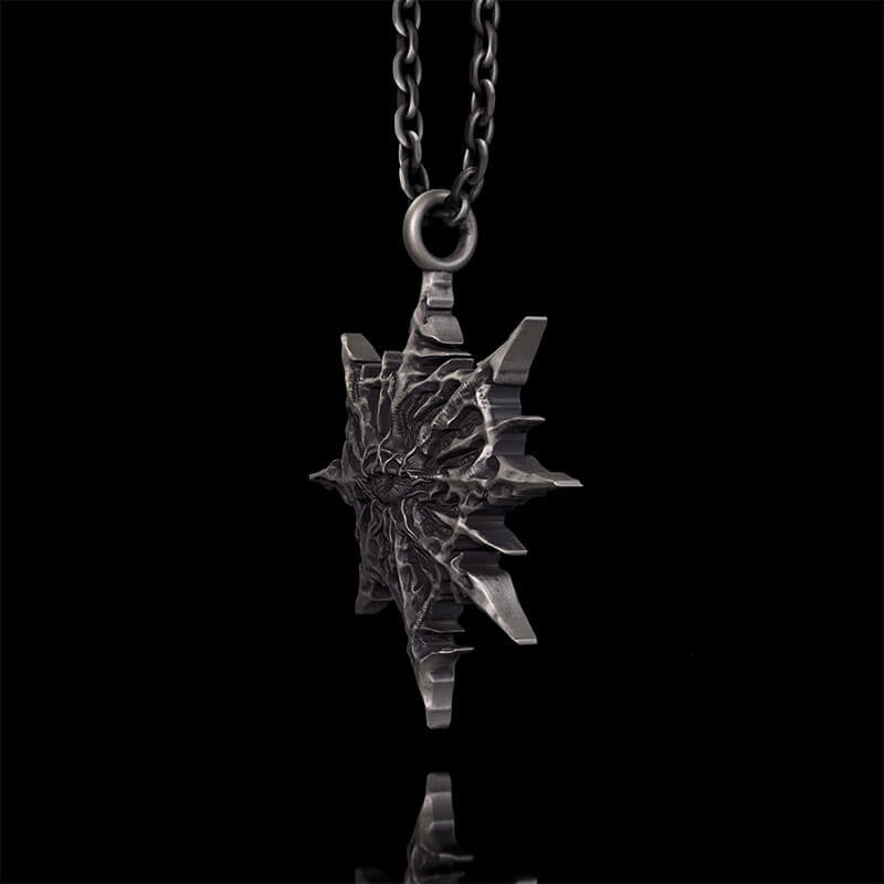 Gothic Heart of Thorns Demon Eye Sterling Silver Pendant | RoyalLuster.com