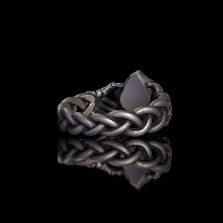 Gothic Heart Skull Hand Holding Rose Sterling Silver Ring | RoyalLuster.com