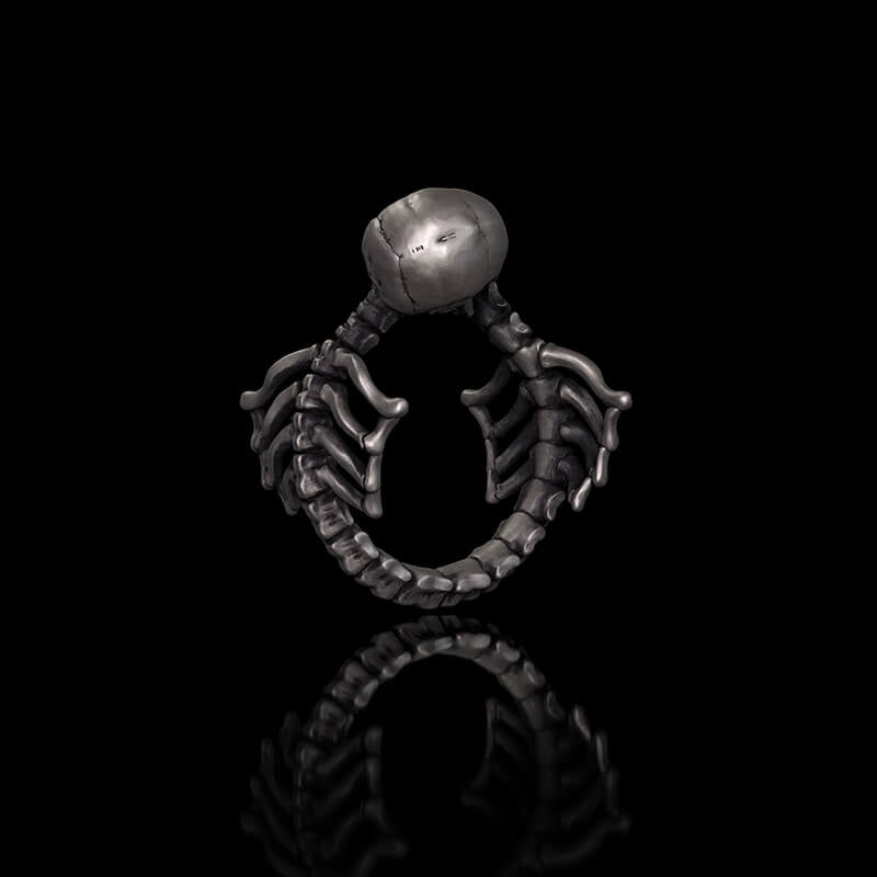 Gothic Love Kiss Sterling Silver Stainless Steel Skull Ring | RoyalLuster.com