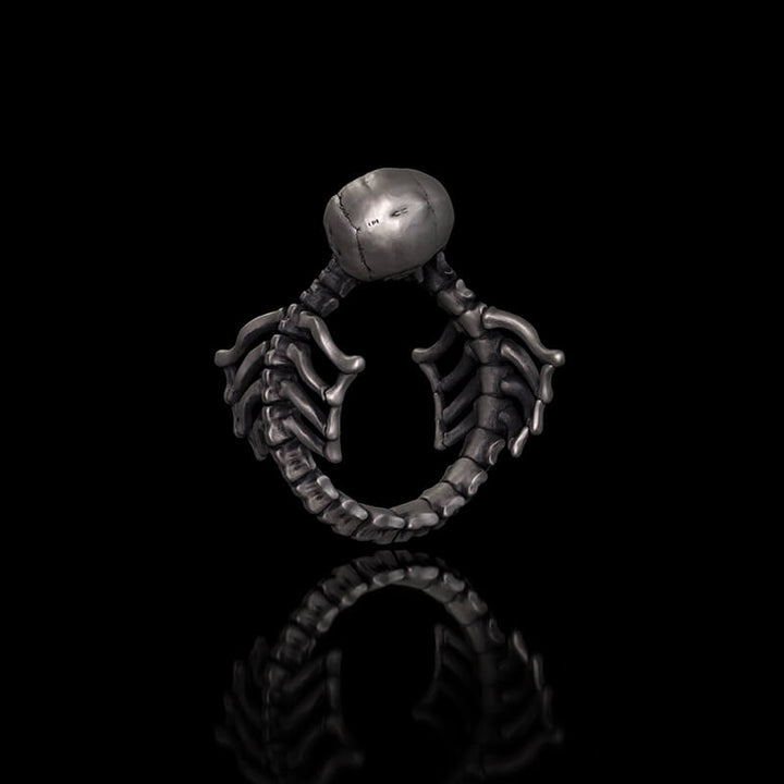 Gothic Love Kiss Sterling Silver Stainless Steel Skull Ring | RoyalLuster.com