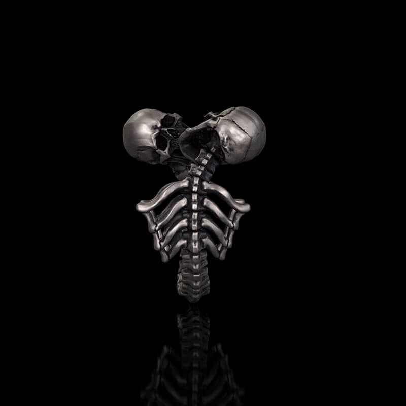 Gothic Love Kiss Sterling Silver Stainless Steel Skull Ring | RoyalLuster.com