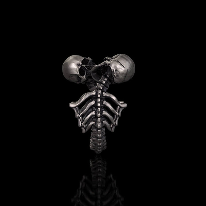 Gothic Love Kiss Sterling Silver Stainless Steel Skull Ring | RoyalLuster.com